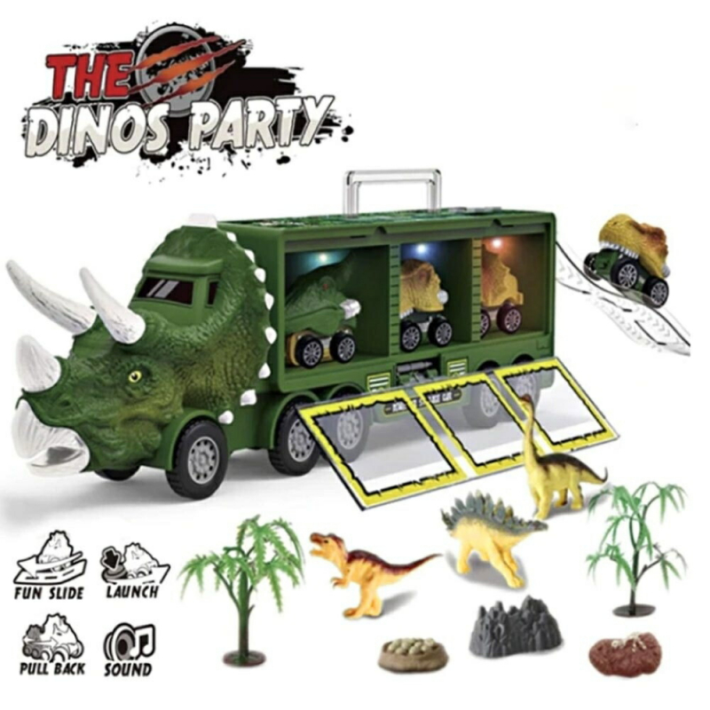おもちゃ 車 恐竜 男の子 トリケラトプス 号 トラック バス ティラノサウルス プテラノドン ミニカー 置物 鳴く
