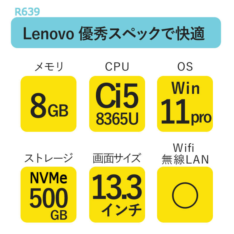 無期限保障＆永久サポート★★★RPC R639 Lenovo 中古ノートパソコン ThinkPad X390【Core i5-8365U/8GB/NVMe 500GB/13.3/11P】直送品